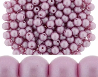 100 pcs beads round 3 mm Powdery - Pastel Lavender
