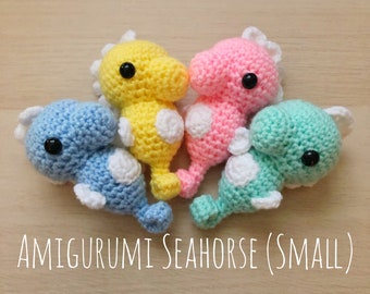 Caballito de mar amigurumi (pequeño) - Hecho a pedido - Paquete de 4 - Kawaii - Criatura marina - Animal de peluche