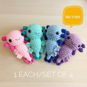 Amigurumi Axolotl - Made to Order - Individual - Set of 4