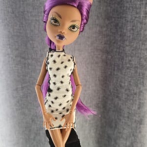 Halloween dress for Monster High doll, generation 1 and 2, hand-sewn