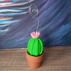 Schattige cactus handgemaakte fotohouder van polymeerklei / notitiehouder
