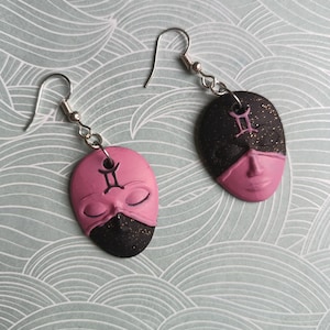 Gemini zodiac sign handmade polymer clay astrology earrings