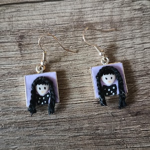 Wednesday Addams fanart handmade polymer clay earrings