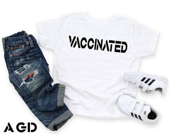 Vaccinated, Shirt, Kids, Toddler, Infant, Modern, Tee, COVID-19 Vaccine, Get the Shot
