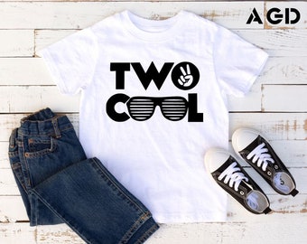 Two Cool - Birthday Shirt, Kids, Toddler, Modern Tee, Party, Second Birthday, Cool Kid, Peace Sign
