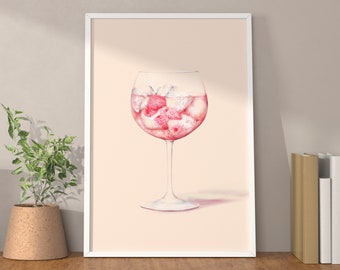 Pink Gin and tonic Mixology bartender Art Print.