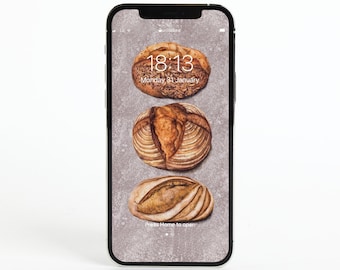 Phone Wallpaper - Artisan bread watercolour food illustration