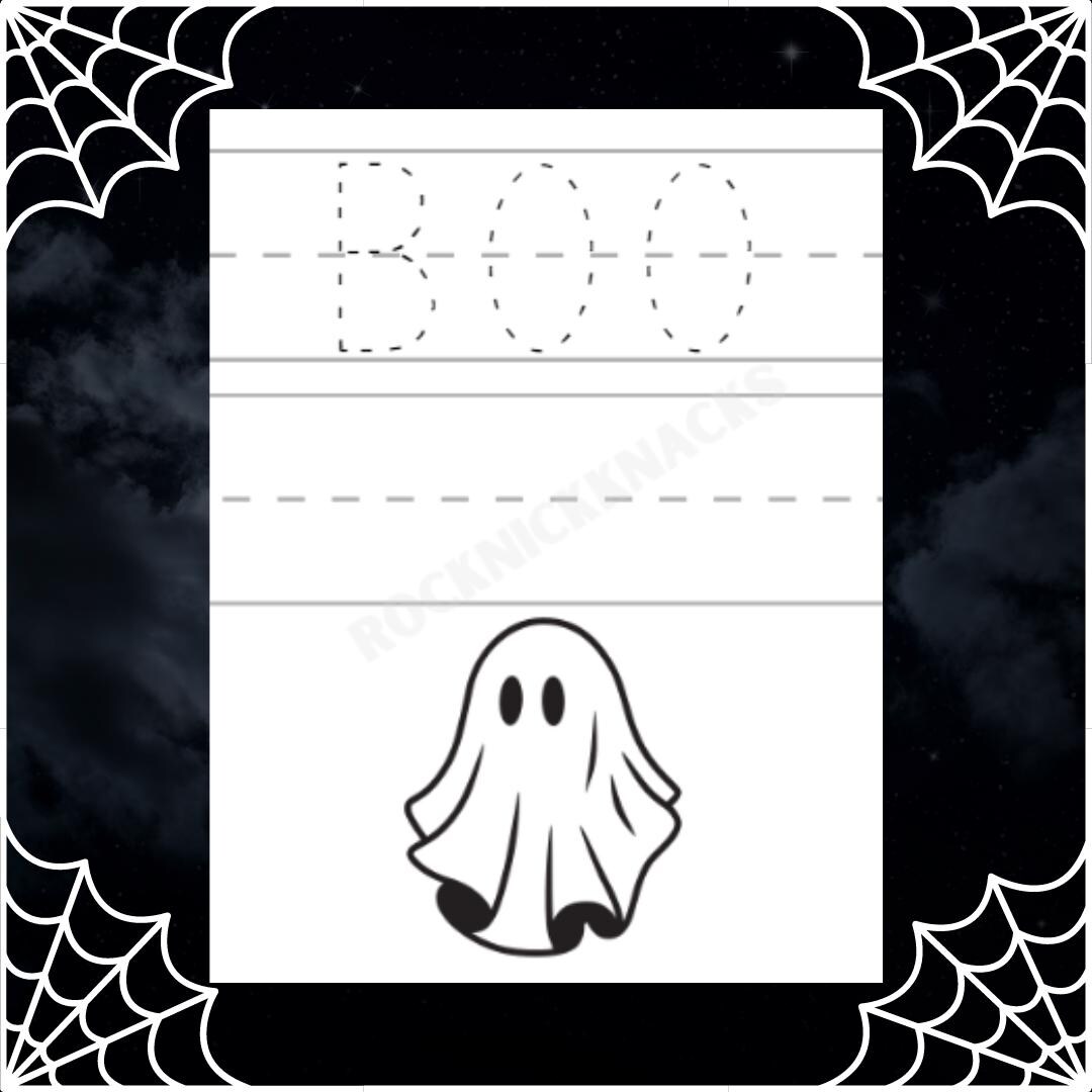 Fun Cute Boo Ghost Halloween Trace and Color Worksheet for Kids and ...