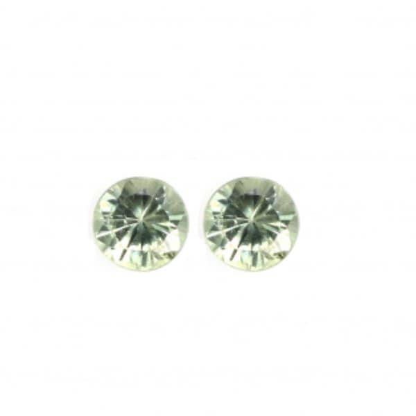 Green Sapphire Round 3mm Approximately 0.26 Carat Matching Pair, September Birthstone, A Variety of Corundum, For Jewelry Making (52824)