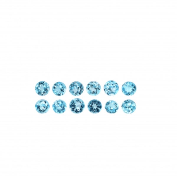 Swiss Blue Topaz Round 2.5mm Approximately 1 Carat, December Birthstone, Vivid Blue, Faceted Plain Top Topaz, For Jewelry Making (49291)