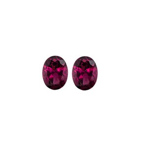 Rhodolite Garnet Pair, Oval Faceted Gemstones, 8x6mm, 2.50 Carat, Faceted Plain Top (14910)