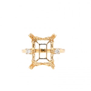Ring Semi-Mount Emerald Cut 14x10mm In 14k Yellow Gold With Diamonds, Designer Wedding Ring Semi Mount, Women Jewelry Gift (42692)