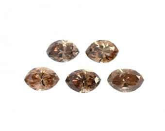 Diamante color champán, forma marquesa, 3,7 x 2,3 mm, 0,50 quilates, talla brillante, 5 piezas (6991)