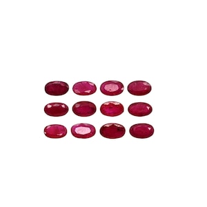 Oval Faceted Ruby Gemstones, 4x3mm, 3 Carat, July Birthstone, 12 Pieces (7487)