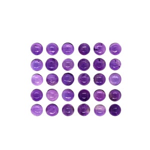 Cabujones de amatista redondos de 4 mm y aproximadamente 7 quilates, color morado, base plana y lisa, piedra natal de febrero, para joyería (1777)