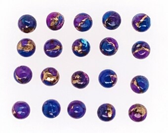 Purple Color Accented With Gold And Copper Tones December Birthstone 9132 Purple Copper Turquoise Cab Round 10mm Approximately 10 Carat