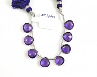 Hydro Amethyst Gemstone Beads Amethyst Briolette Drops to Make Jewelry Faceted Heart Shape Drilled Beads