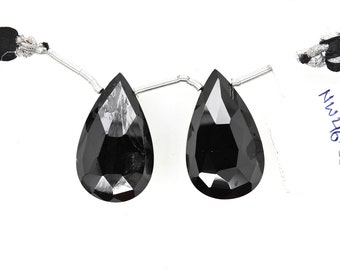 Black Diamond Lookalike Untreated 2199 Pure Inky Black Color Black Spinel Almond Shape Drops 23x7mm Approx 26 Carat August Birthstone