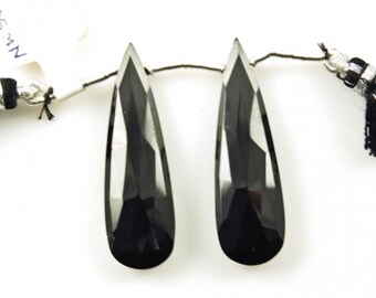 Black Diamond Lookalike Untreated 2199 Pure Inky Black Color Black Spinel Almond Shape Drops 23x7mm Approx 26 Carat August Birthstone