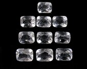 White Clear Quartz Cushion Cut Faceted Stones 9x7mm Approximately 20 Carat, Faceted Plain Top, For Jewelry Making (6268)