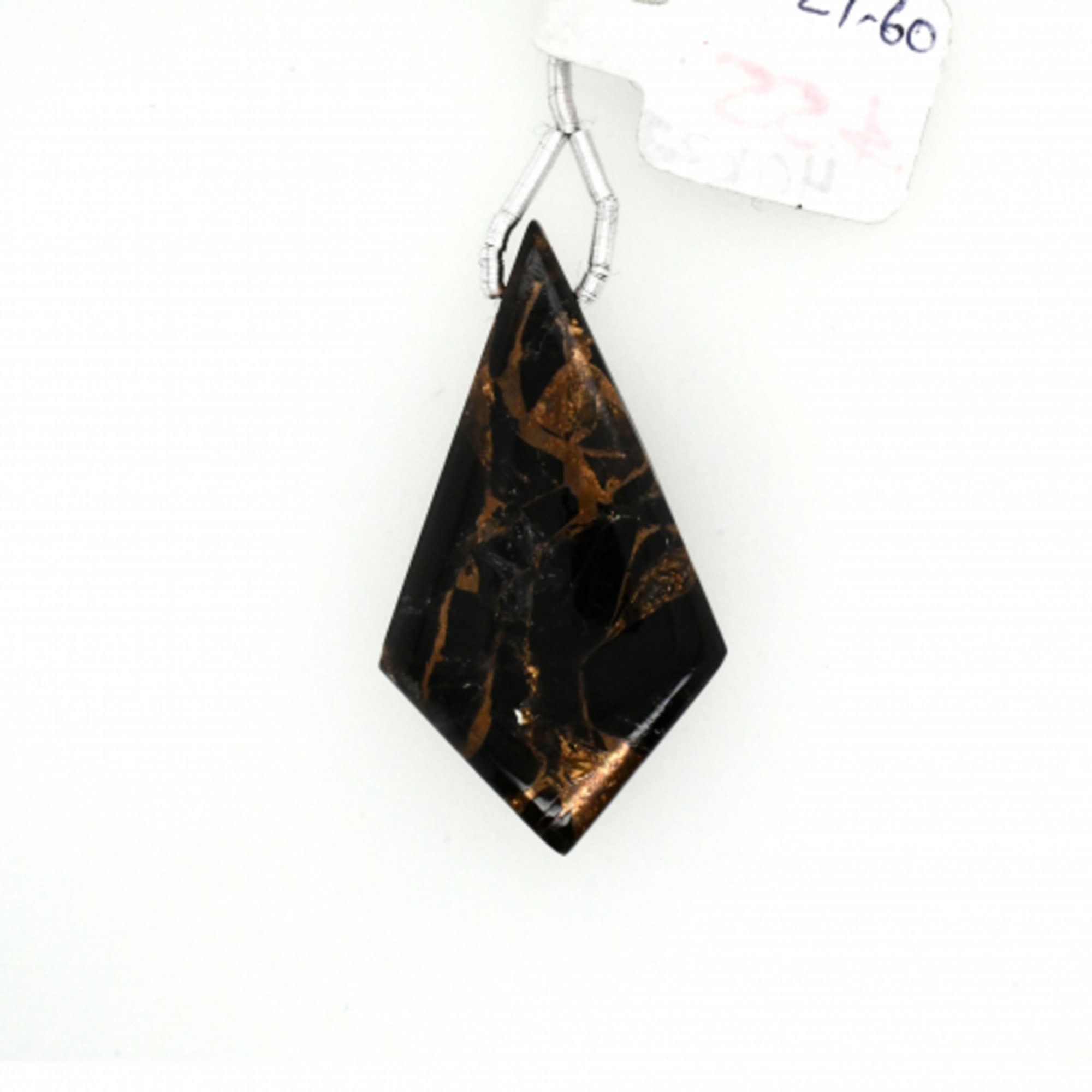 Black Copper Obsidian Drops Shield Shape 40x22mm Drilled Bead Single Piece,Beautiful Black and Copper Tones,Glassy Luster,For Pendant(48811)