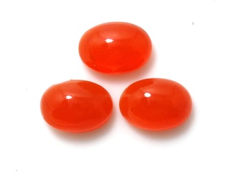 Carnelian Cab Oval Shape 14x10mm Approximately 15 Carat, Vibrant Orange Color, Flat Bottom Smooth Cabochons, For Jewelry Making (1872)
