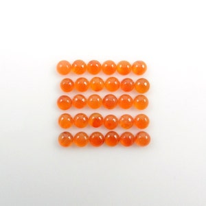 Carnelian Cab Round 4mm Approximately 8 Carat, Orange color Smooth Flat Bottom Cabochons, For Jewelry Making (2055)