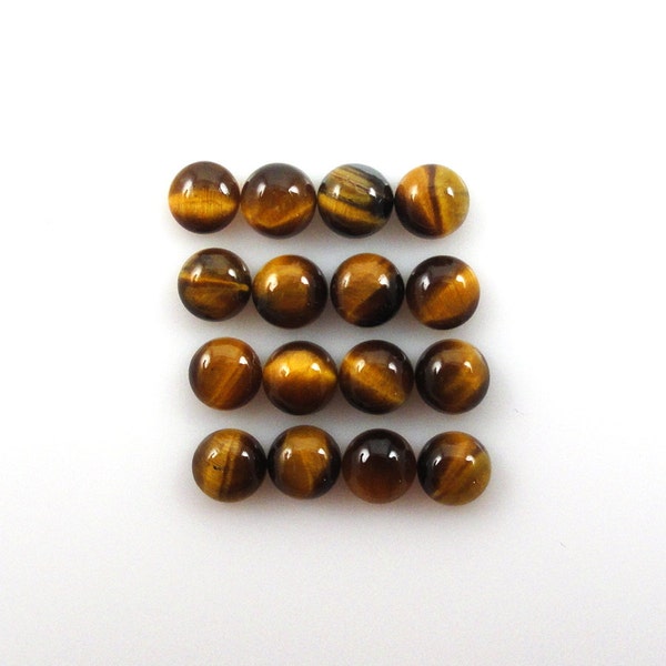 Tiger's Eye Cab Round 4mm Approximately 4.75 Carat, Excellent Mix Of Deep And Light Brown Shades, Cabochons For Jewelry Making (11602)