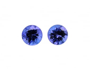 Tanzanite Round Gemstone Pair, 5.5mm, 1.25 Carat, December Birthstone (27062)