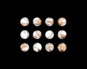 Copper Calcite Cab Round Shape 6mm Approximately 9 Carat, Beautiful Ivory and Gold Tones, Flat Bottom Cabochons,  For Jewelry Making (8367)