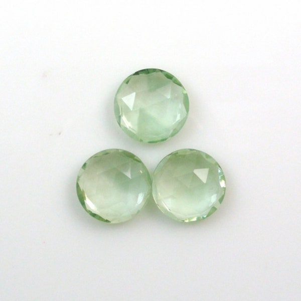 Green Amethyst (prasiolite) Rose Cut Round 10mm Approximately 8 Carat,  February Birthstone, Amegreen,  Leek green, Focal Stone (10822)