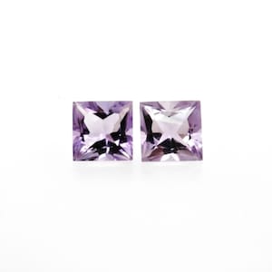 Lavender Amethyst Princess Cut 8mm Approximately 4.50 Carat, February Birthstone, Lilac Color, Faceted Amethyst, For Earrings (15800)
