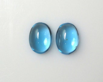 Swiss Blue Topaz Cabs Oval Shape 8x6mm Approximately 2.70 Carat Matched Pair, December Birthstone, Blue Color Cabochon, For Earring  (17296)