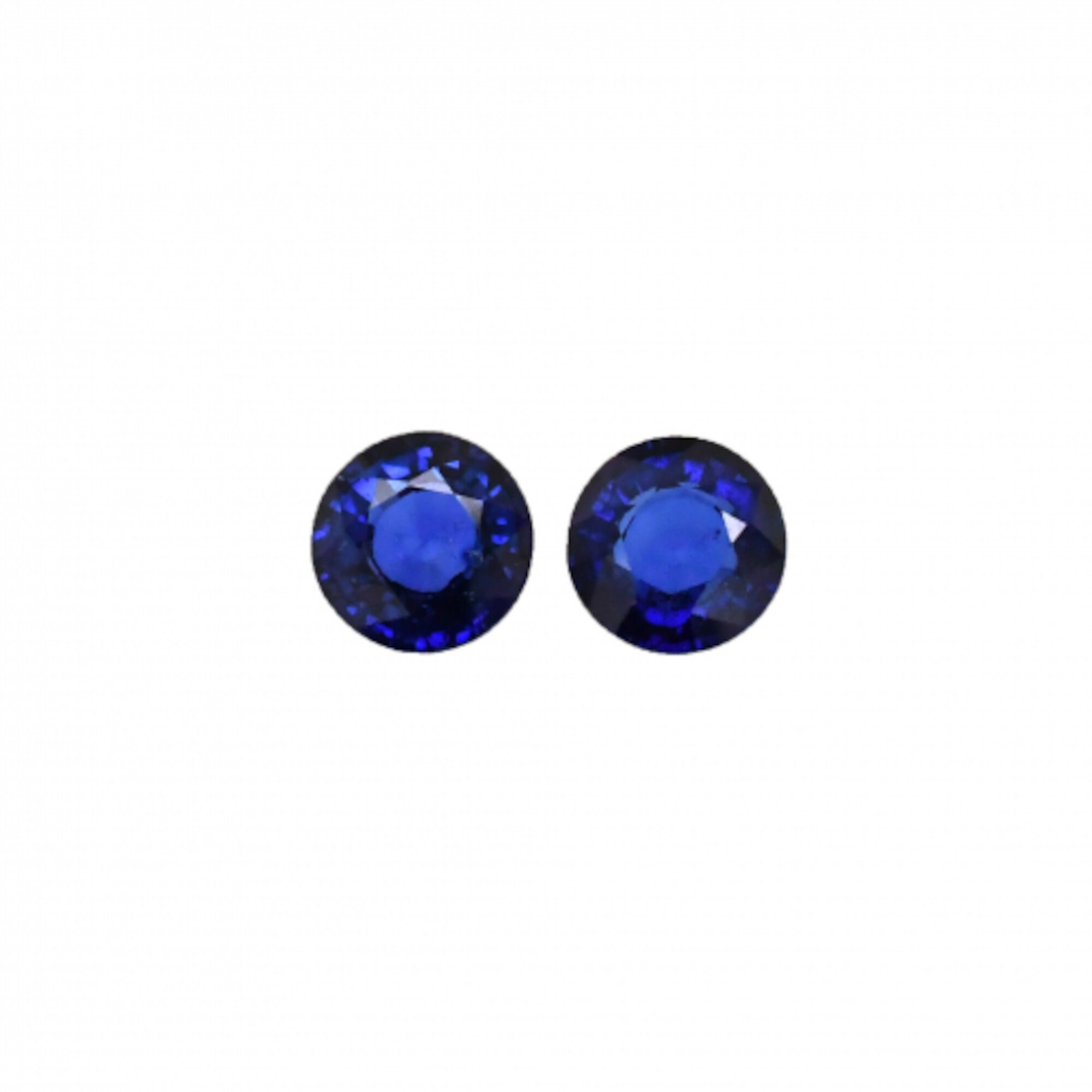 Blue Sapphire Round 6.5mm Approximately 1.98 Carat Matching Pair, September Birthstone, A Variety of Corundum, Cobalt Blue (21704)