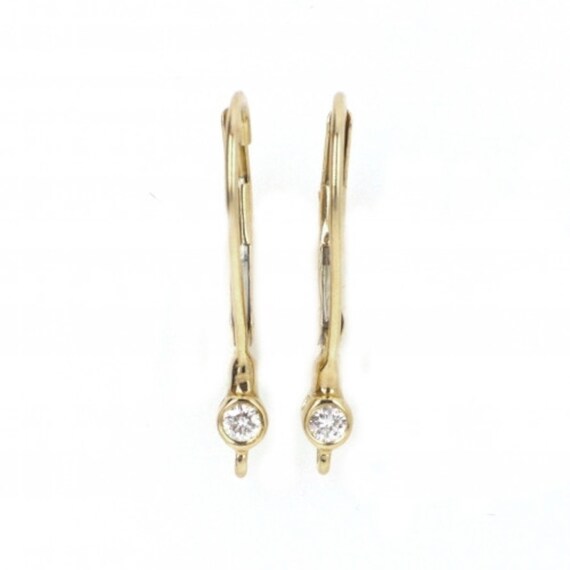 Dainty Diamond Round 0.07 Carat Huggie Earring In 14k Yellow Gold, Diamond Earrings, Secure Lever Backing, Birthday Gift (35928)