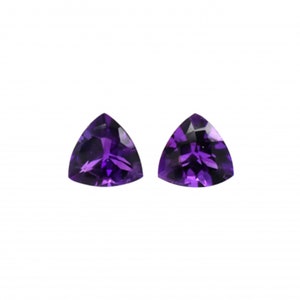 Amethyst Trillion 7mm Approximately 2.15 Carat Matching Pair, Faceted Checkerboard Top, February Birthstone, For Earring Making (11565)