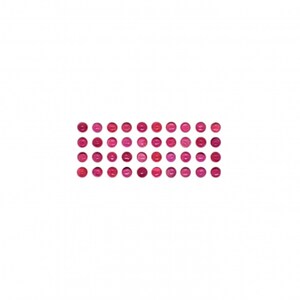May include: A row of 42 small, round, pink and red buttons.