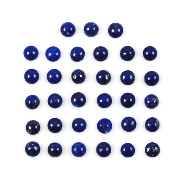 Lapis Lazuli Cabs Round 4mm Approximately 9 Carat,  Deep Celestial Blue, Royal Blue, Flat Bottom Cabochons, For Jewelry Making (5243)