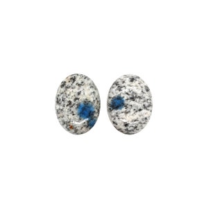 K2 Jasper Cab Oval 20x15mm Approximately 30 Carat Matching Pair, K2 Granite, Azurite In Granite, Cabochons For Earring Making (9018)