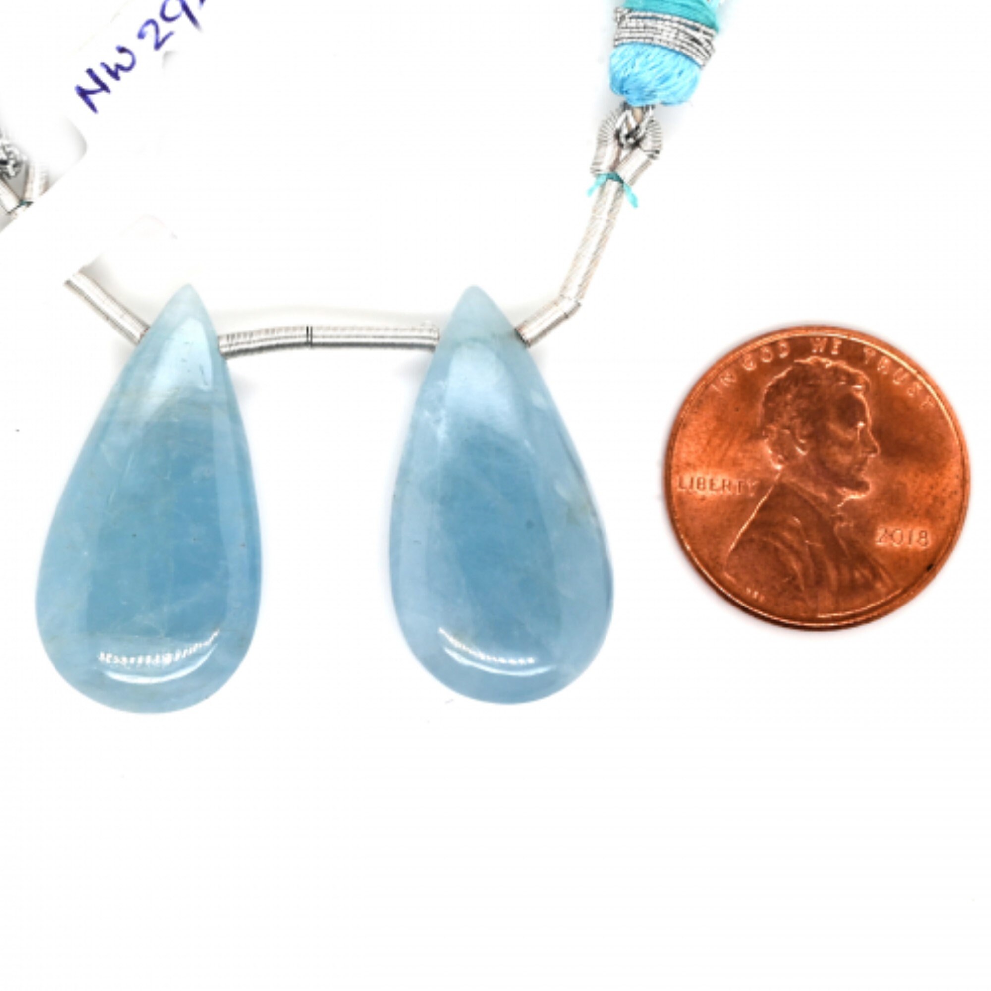 Aquamarine Drops Almond Shape 26x13mm Drilled Beads Matching