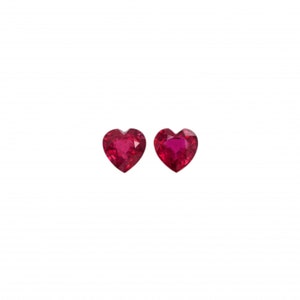 Madagascar Ruby Heart Shape 6mm Approximately 2.30 Carat Matching Pair, July Birthstone, Faceted Plain Top Red Ruby, For Earrings (49128)