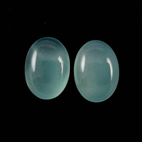 Peruvian Chalcedony Cab Oval Shape 18x13mm Approximately 21 Carat Matching Pair, Unique Blue Color, Cabochons For Earring Making (5355)