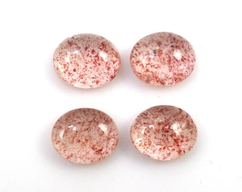 Strawberry Quartz Cab Oval 11x9mm Approximately 14 Carat, Pinkish to Reddish Body Color, Red Fire Quartz, Loose Cabochons (13390)