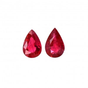 Ruby Pear Shape 6x4mm Approximately 0.98 Carat Matching Pair, July Birthstone, Pigeon Blood Red, Phenomenal Gemstones (4535)