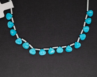 Turquoise Drops Heart Shape 5mm Drilled Beads 15 Pieces Line, December Birthstone (55715)
