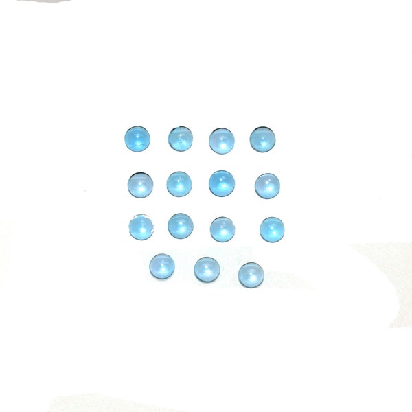 Swiss Blue Topaz Cab Round Shape 3mm Approximately 3 Carat, December Birthstone, Atmospheric Blue Flat Bottom Cabochons, For Jewelry (30407)