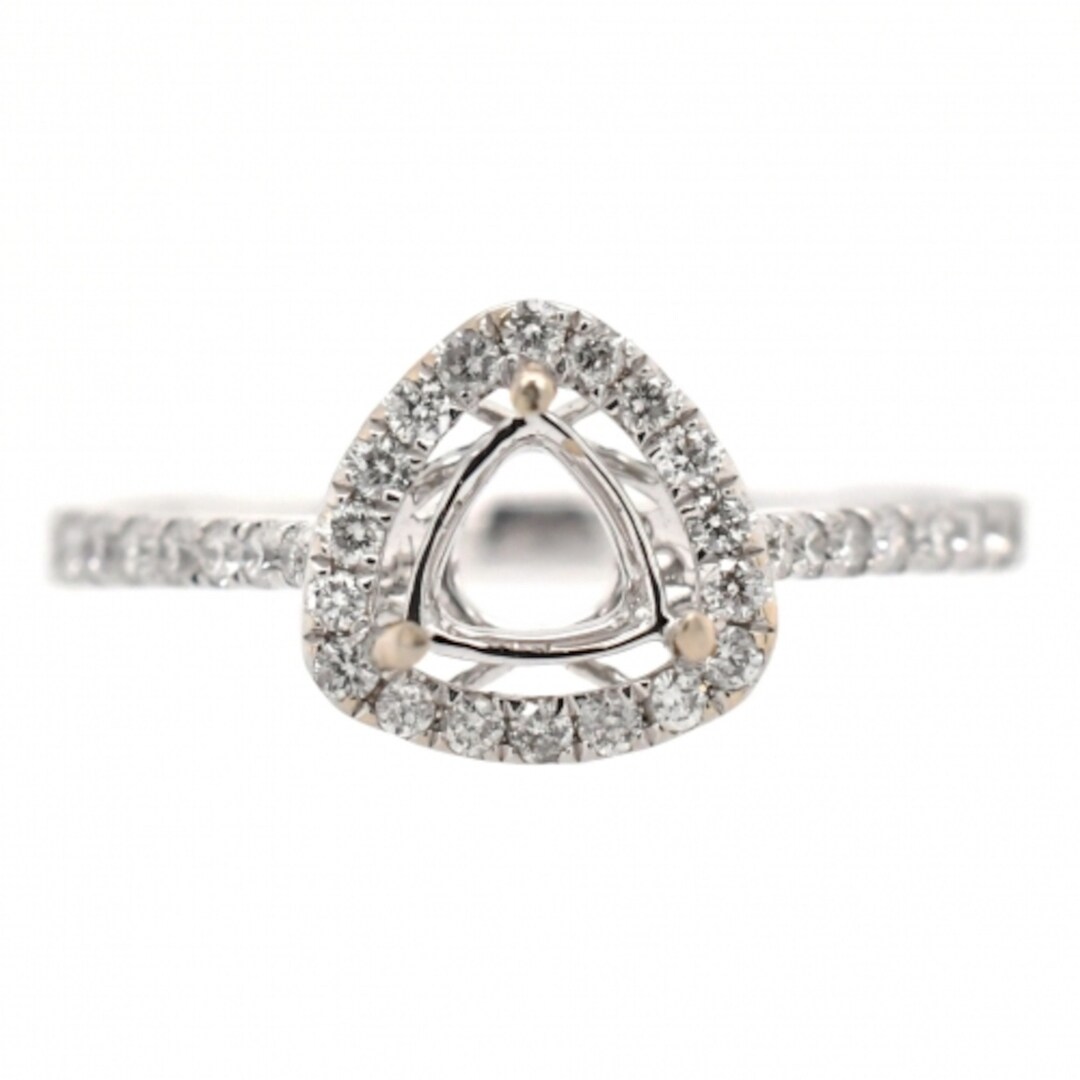 Ring Semi Mount Trillion 4.5mm in 14k White Gold With Diamonds