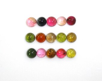 Multi Color Tourmaline Cab Round Shape 5mm Approximately 8 Carat, October Birthstone, Smooth Mixed Color Cabochons, For Jewelry (10996)