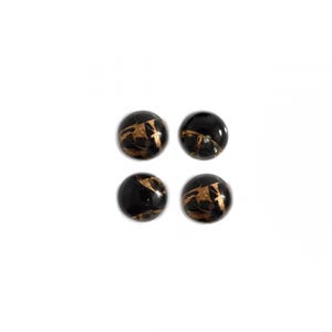 Copper Black Obsidian Round 9mm Approximately 9 Carat, Smooth Flat Bottom Obsidian, Nice Black and Golden Color, For Jewelry Making (10218)