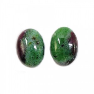 Ruby Zoisite Cabs Oval Shape 14x10mm Approximately 14 Carat, Mixture of Fiery Ruby And Earthy Zoisite, Anyolite, Ruby In Zoisite (14451)
